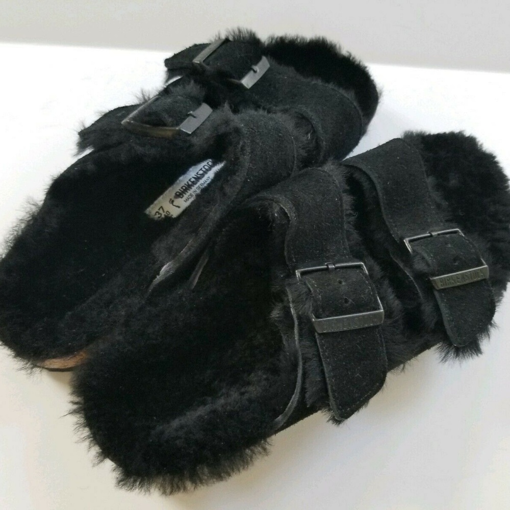 Birkenstock Arizona Cozy Shearling Lined Sandals in Black Suede - Picture 3 of 5